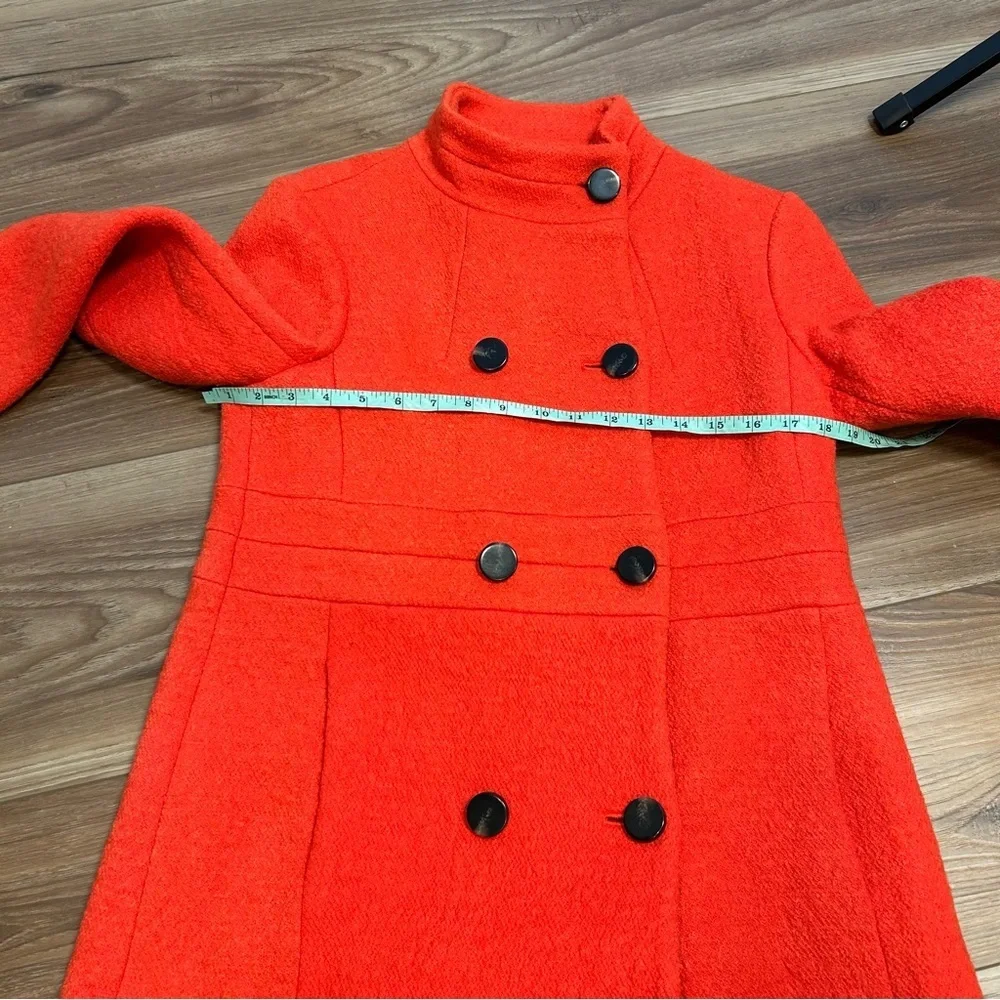 Ann Taylor wool blend orange red overcoat size small peacoat dress jacket a line